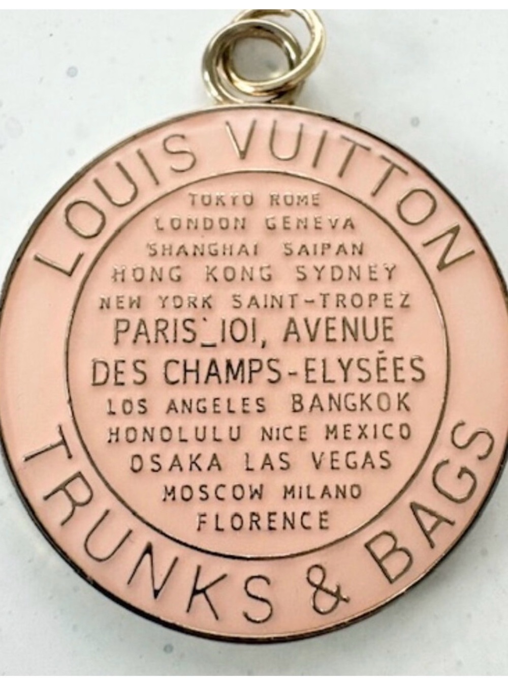 Louis Vuitton Pink Enamel Trunks & Bags Round Pendant Charm Pale Pink - Picture 2 of 2